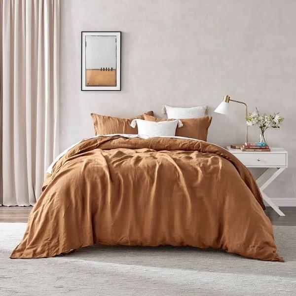 Natural Home Linen Quilt Cover Set (Rust) - King