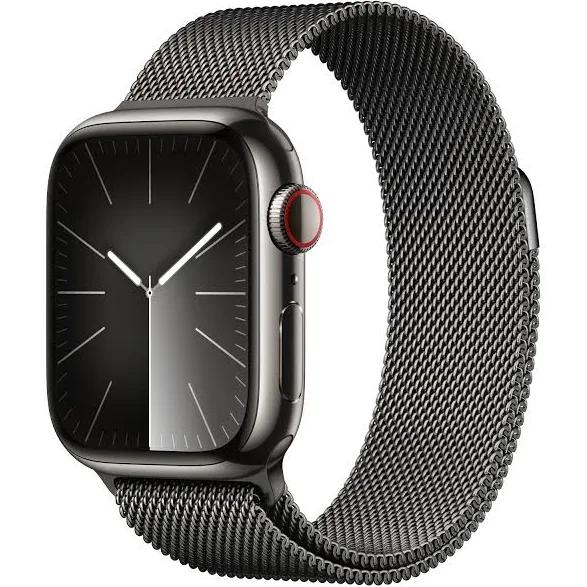 Apple Watch Series 9 GPS + Cellular 41mm Graphite Stainless Steel Case With Graphite Milanese Loop