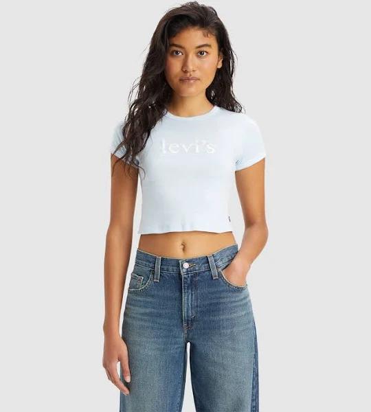 Levi's Graphic Ringer Mini Tee Baby Serif Logo in Omphalodes Blue S