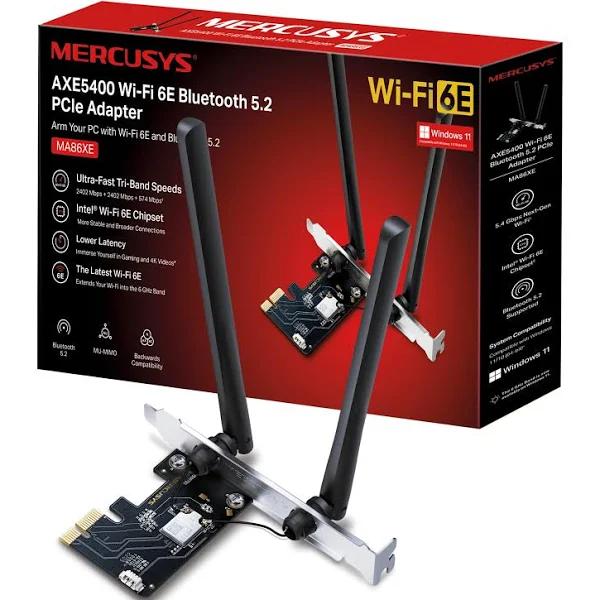 Mercusys MA86XE AXE5400 Wi-Fi 6E Bluetooth 5.2 Pcie Adapter