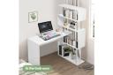 Home Office Computer Desk Corner Table w/ Hutch 4 Tier Bookshelf Storage L-shaped Rotating Table White