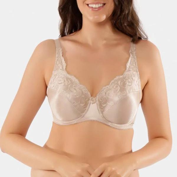 Formfit by Triumph Women's Floral Minimiser Bra - Beige - Size 14DD