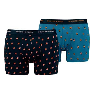 David Jones Scotch & Soda Double Boxer 2 Pack in Navy/Blue, Size XL