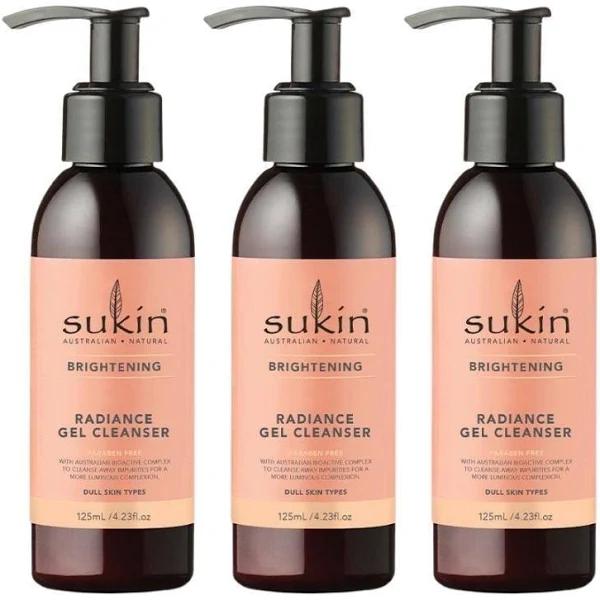 Sukin Brightening Radiance Gel Cleanser 125ml x 3