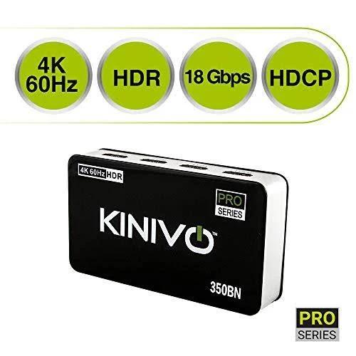 Kinivo 350BN 4K HDMI Switch With IR Wireless Remote (3 Port, 4K 60Hz, HDMI 2.0, HDR, HDCP, 3D, 18Gbps, Auto Switch) - Compatible With PS5/PS4, Xbox,