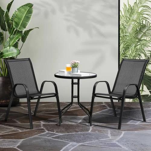 2 Seater Mirabella Outdoor Bistro Set Colour: Black - Pay with AfterPay or zipPay On Outdoor Furniture Sets