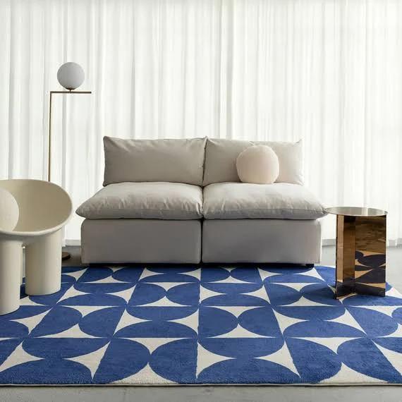 ALMERETRIC Washable Rug Blue and Ivory by Freedom, 100% Polyester