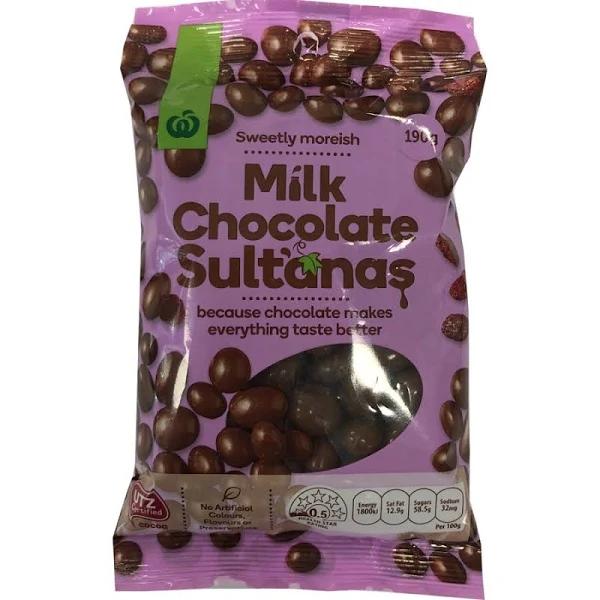 Woolworths Milk Chocolate Sultanas 190g