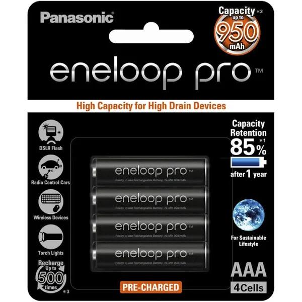 Panasonic Eneloop Pro NiMH AAA Batteries 900mAh 4 Pack - Jaycar