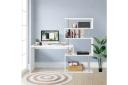 Home Office Computer Desk Corner Table w/ Hutch 4 Tier Bookshelf Storage L-shaped Rotating Table White