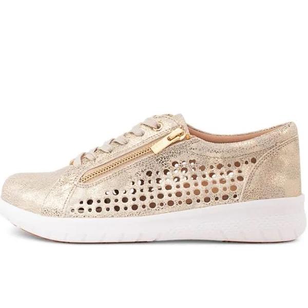 Ziera Shovo XF Pale Gold Crackle Leather Sneakers Pale Gold Crackle Womens Shoes Casual Casual Sneakers