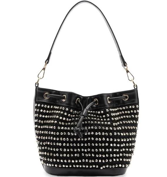 Mocha Kylie Bucket Beaded Bag in Black One Size