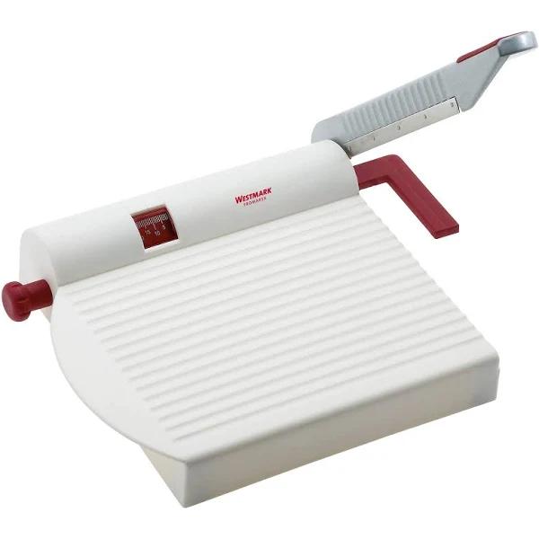 Westmark Germany Multipurpose Stainless Steel Cheese and Food Slicer With Board and Adjustable Thickness Dial (White)