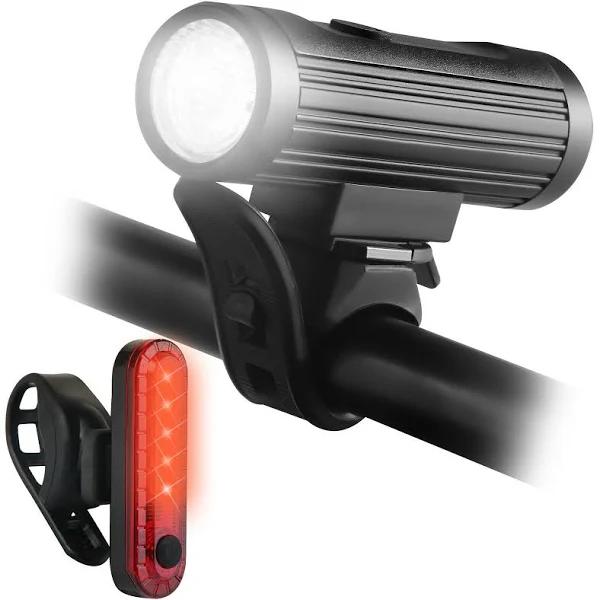 DYZI USB Rechargeable Bike Lights Set - 3000 Lumens Waterproof Front Headlight - 100 Lumens Tail Light, Water Resistant, Easy to Fit & Mount