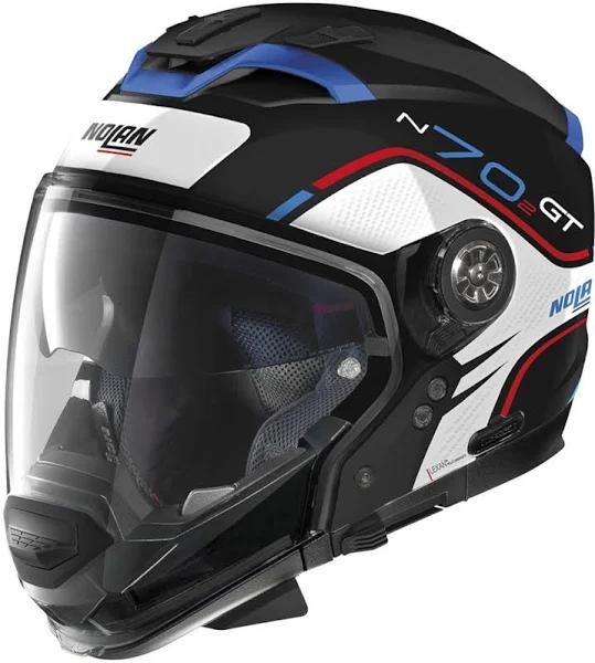 Nolan N70-2 GT Flywheel N-Com Helmet, black-white, Size M