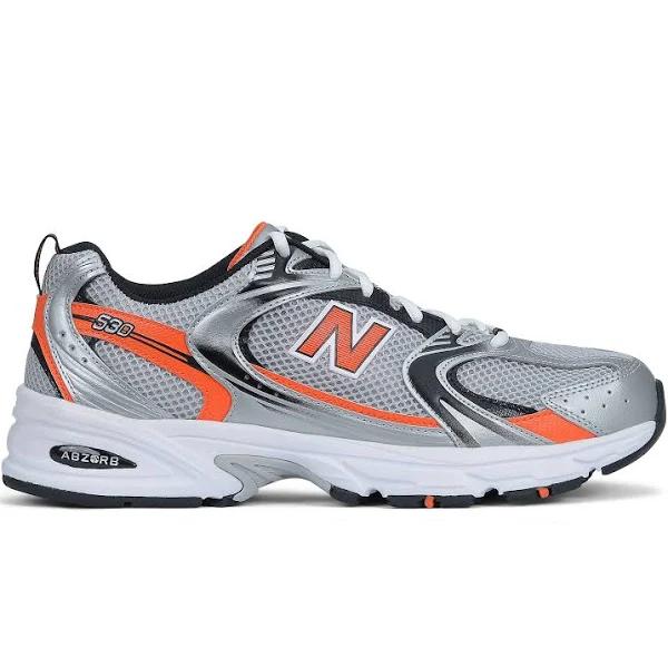 New Balance Men's 530 Rain Cloud/Black/Team Orange - Size 7