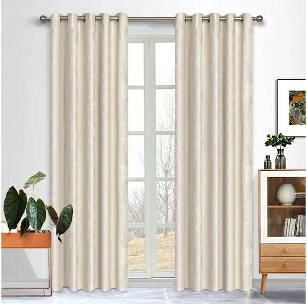 Damask Blockout Eyelet Curtain Single 165cm Width x 220cm Drop