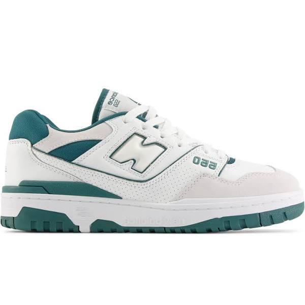 New Balance White & Green 550 Sneakers