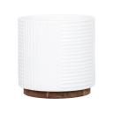 Lotus 250 x 250mm White Large Round Ribbed Ceramic Pot