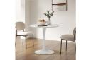 Oikiture 60cm Dining Table Kitchen Marble Tulip Round Metal Leg White