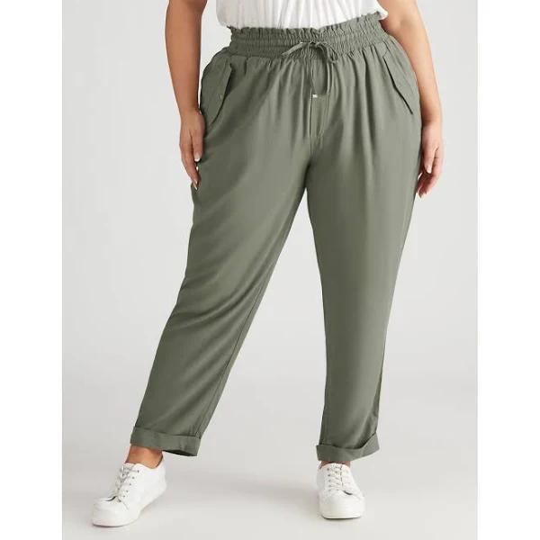 Beme Drapey Pull On Pants - Size 14 - Womens - Light Khaki