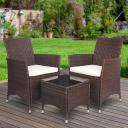 Gardeon 3pc Bistro Wicker Outdoor Furniture Set - Brown