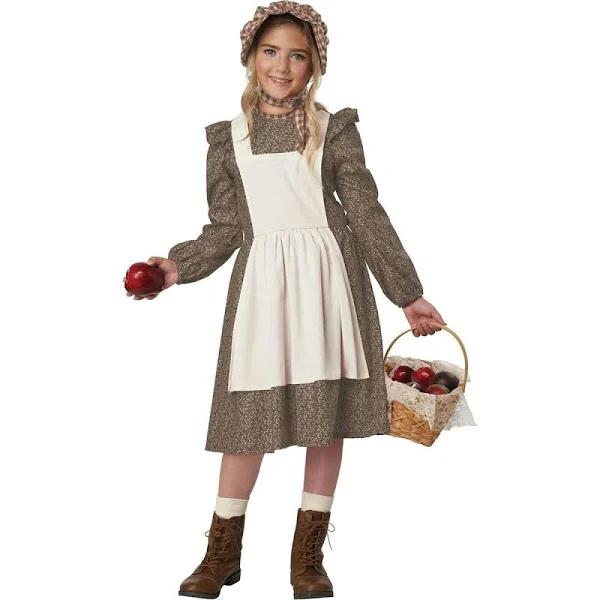 California Costumes Frontier Settler Girl, Child Costume (Brown), X-Sm