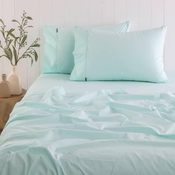 Linen House Cotton Rich Sheet Set Aqua King Bed Deep Sheet Set