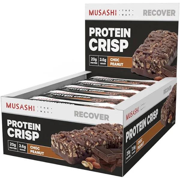 Musashi Choc Peanut Protein Crisp Bar Box 12 x 60g