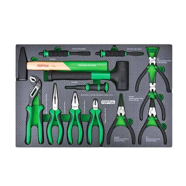 Toptul 13pc Pliers & Hammer Set Black Phosphate (Modular Insert Tray System) GED1354