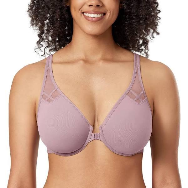 DELIMIRA Women's Non Padded Seamless Underwire Front Close Bra Racerback