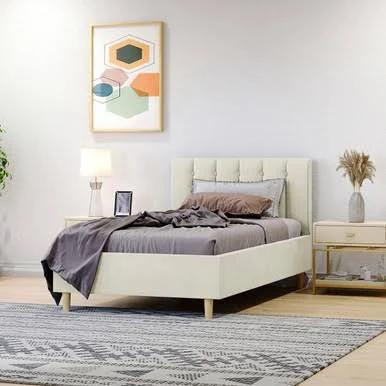 Kelly Velvet Bed Frame - Cream Single - Size: Single