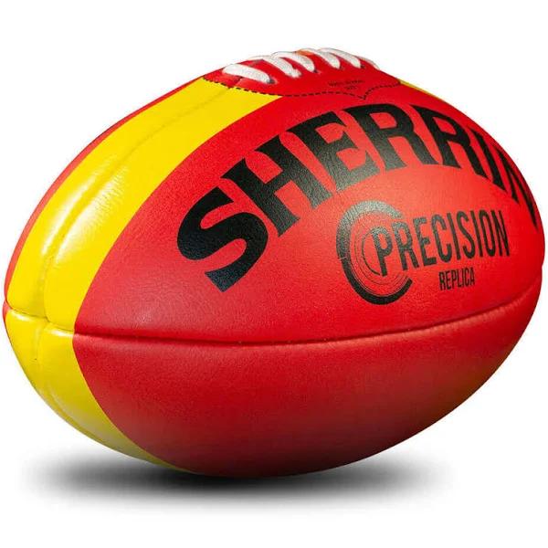 Sherrin Precision Size 4 Leather AFL Football Red with Yellow