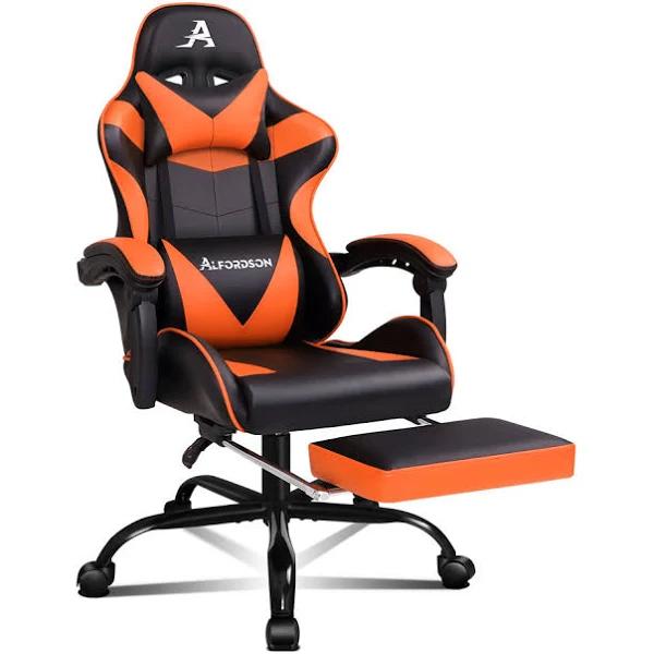 ALFORDSON Gaming Chair With Lumbar Massage Office Chair Black & Orange