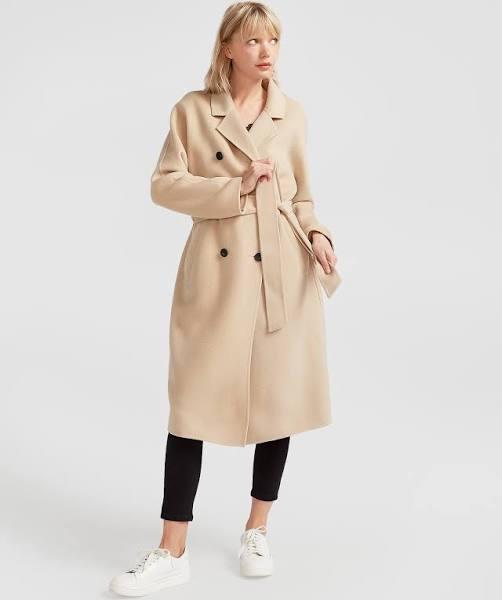 Belle & Bloom Boss Girl Double-Breasted Wool Coat in Beige Oatmeal S