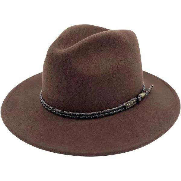 Jacaru 1847 Outback Fedora Hat - Chocolate Brown - Medium