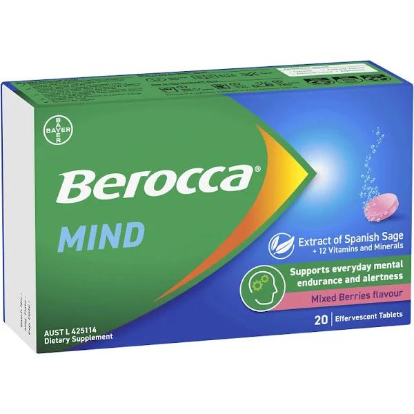 Berocca Mind Mixed Berries 20 Effervescent Tablets