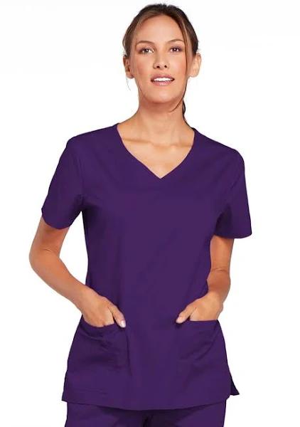 Cherokee Workwear Scrubs Premium Core Stretch V-Neck Top - XS - Eggplant