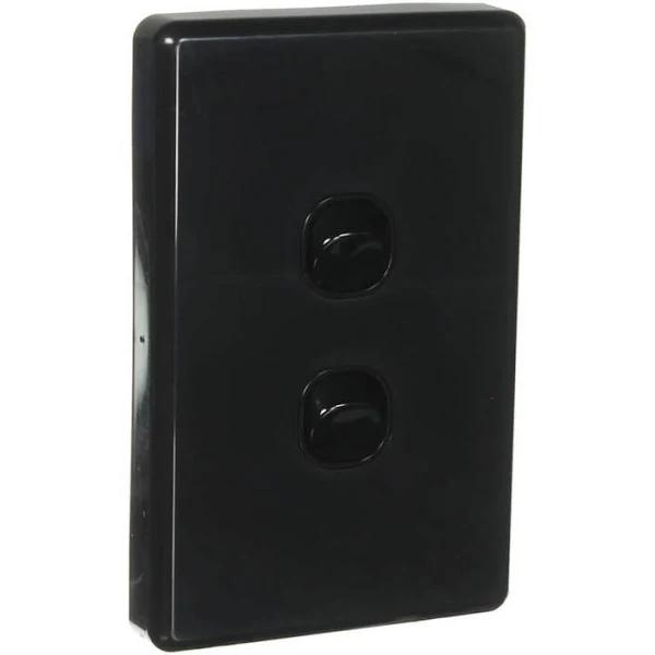 Clipsal C2032VA-BK | 2 Gang Switch 10Amp Black (Classic Series)