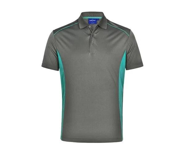 Passion | Mens CoolDry Short Sleeve Contrast Polo ASH+Teal XS