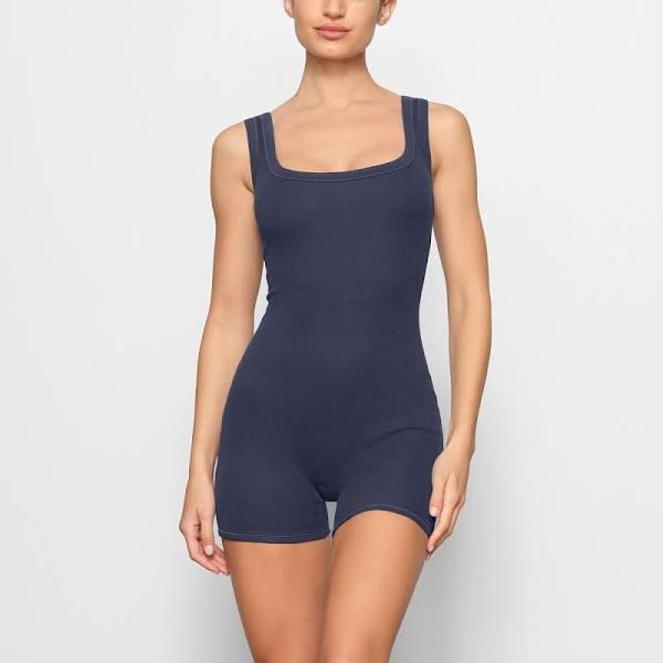 SKIMS Rib Stretch Cotton Romper Navy