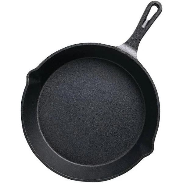 SOGA 26cm Round Cast Iron Frying Pan Skillet Steak Sizzle Platter With Handle