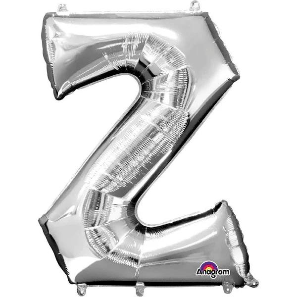 Silver 86cm Letter Z SuperShape Foil Balloon