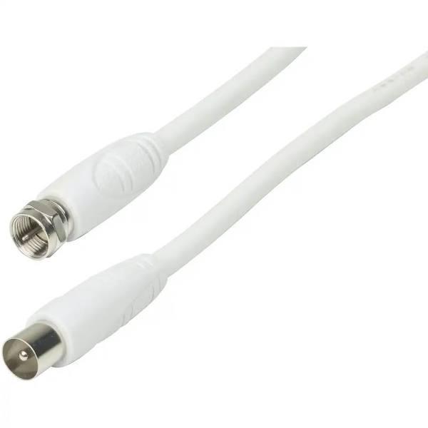 Jaycar F-Type Plug To TV Coaxial Plug Cable 1.5m - White