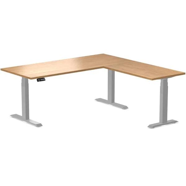 Desky Rubberwood L-Shape Sit Stand Desk