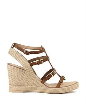 David Jones Edward Meller Marcelle Multi Buckle Espadrille in Tan, Size 39 EU