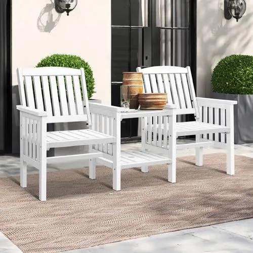 ALFORDSON Wooden Garden Bench Outdoor Loveseat Patio White