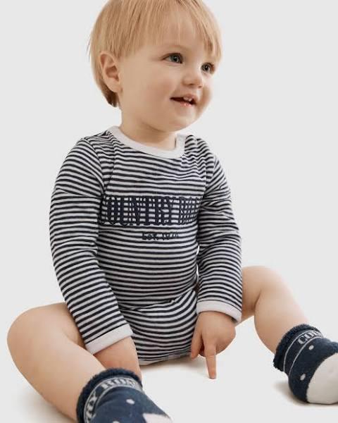 Country Road Unisex Organically Grown Heritage Bodysuit Navy Stripe in Size 3-6 Months | 100% Cotton