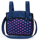 Xeo Compact Doll Pram - Dark Blue With Pink Heart Print