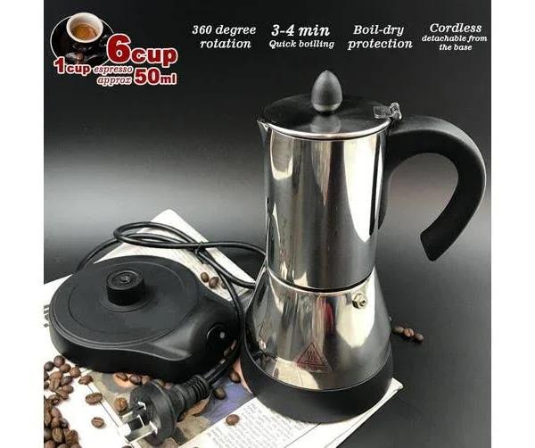 6Cups Electric Espresso Moka Stainless Steel Coffee Maker Italian Classic